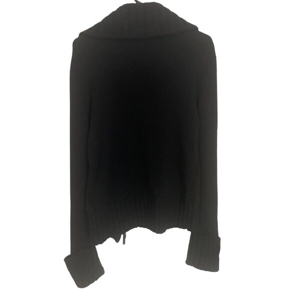 Dana Buchman Womens Black Knit & Suede Zip-Up Cardigan Sweater Jacket Size S War - Picture 5 of 7